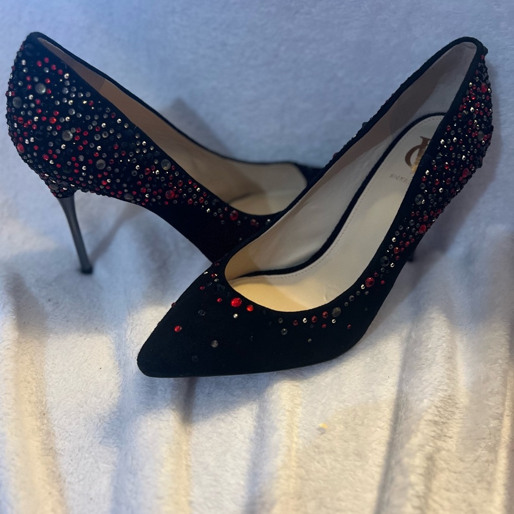 Vero Cuoio Black 3” Heels With Multicolored Rhinestones